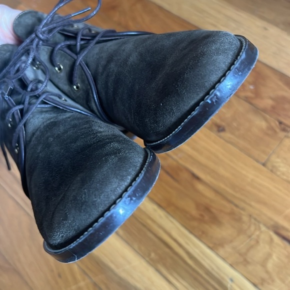Stuart Weitzman Suede Lace Up Ankle Boots Hidden Wedge Size 7.5 - Picture 11 of 14
